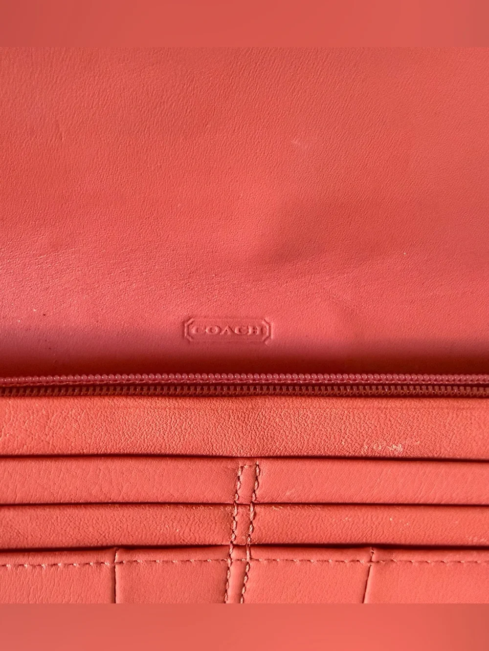 Coach Wallet Kristen Slim Envelope Leather Clutch Organizer Chic Classic Coral